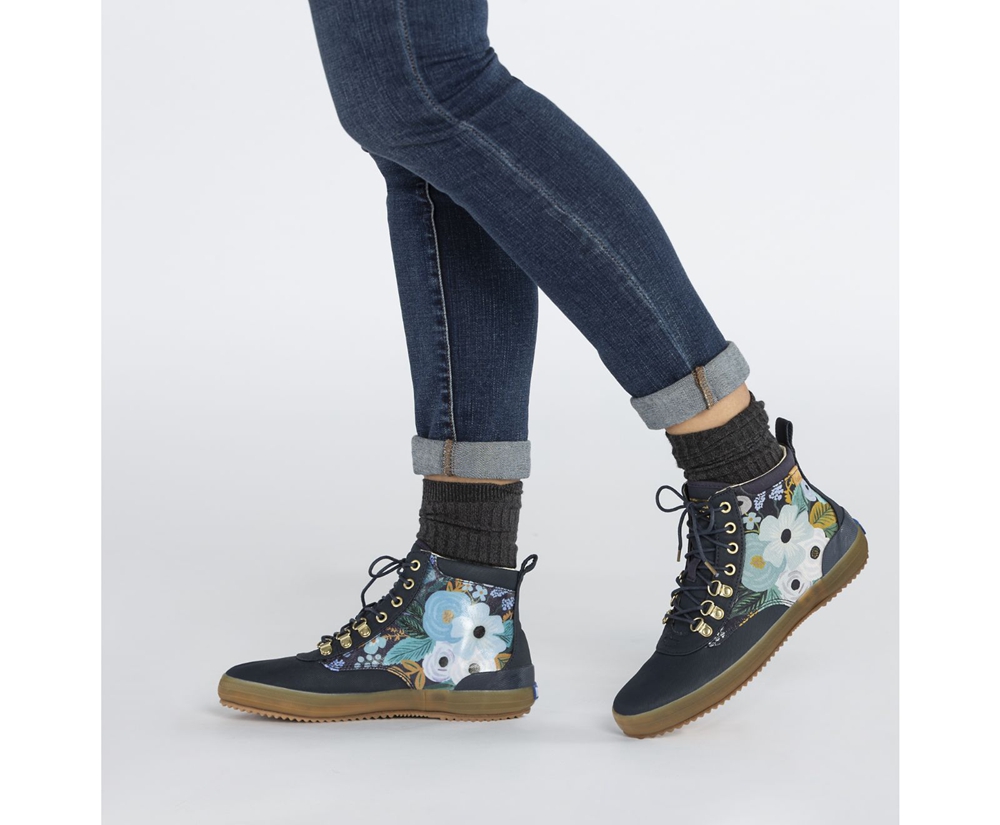 Keds Boots Navy - Rifle Paper Co. Scout Water-Resistant Garden Party - Womens LAYXOV-794